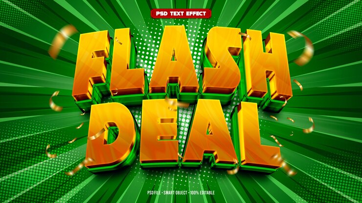PSD efecto de texto editable 3d flash deal