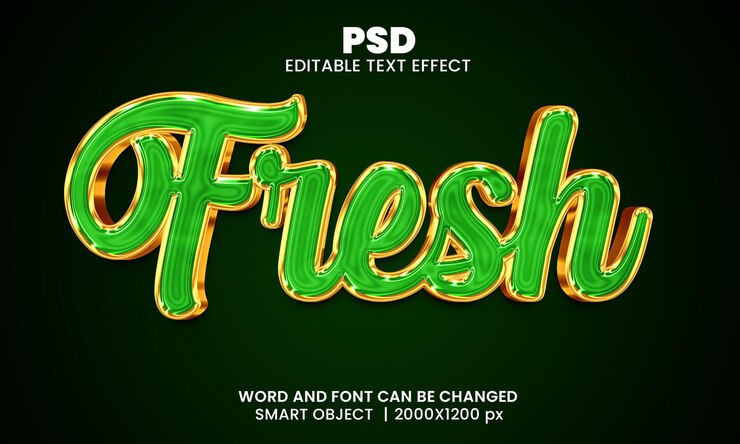 PSD efecto de texto editable 3d fresco psd premium con fondo