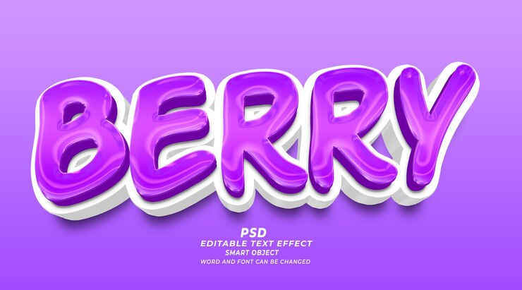 PSD efecto de texto editable 3d de frutas de bayas estilo psd de photoshop
