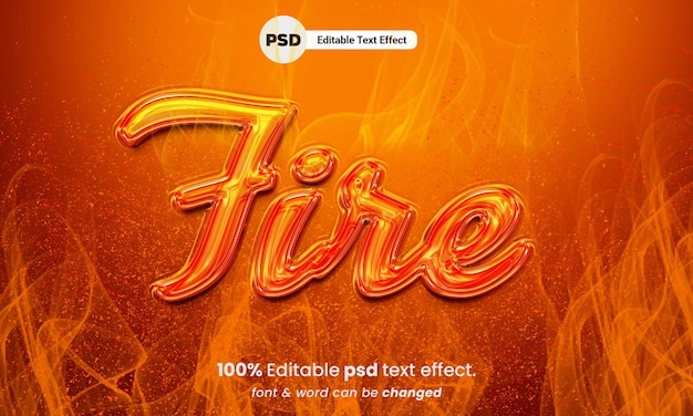 Efecto de texto editable 3d de fuego