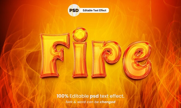 PSD efecto de texto editable 3d de fuego