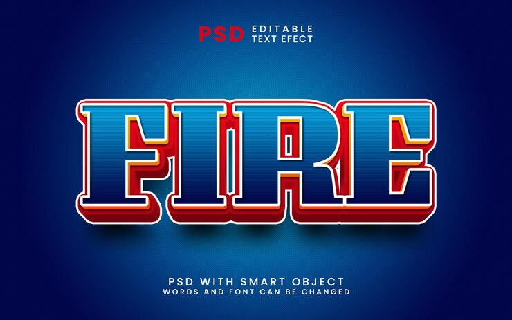 PSD efecto de texto editable 3d de fuego