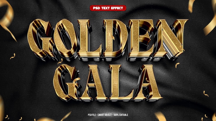 PSD efecto de texto editable en 3d de la gala dorada