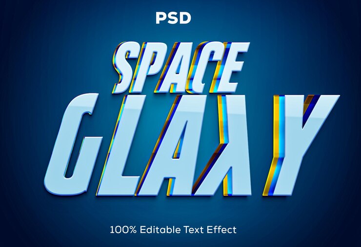 PSD efecto de texto editable 3d de galaxia espacial