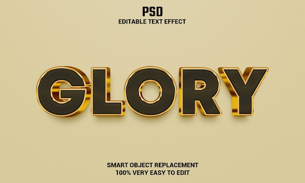 Efecto de texto editable 3d de gloria con fondo PSD Premium