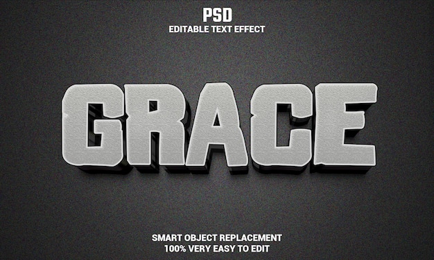 Efecto de texto editable 3d de gracia con fondo psd premium