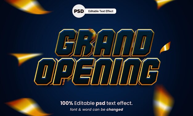 Efecto de texto editable 3d de gran inauguración