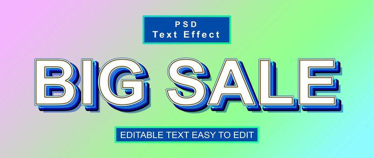 PSD el efecto de texto editable en 3d de gran venta