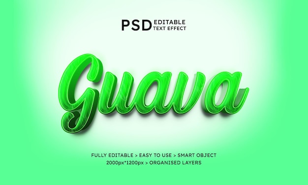 PSD efecto de texto editable 3d de guayaba