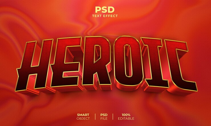 PSD efecto de texto editable 3d heroico