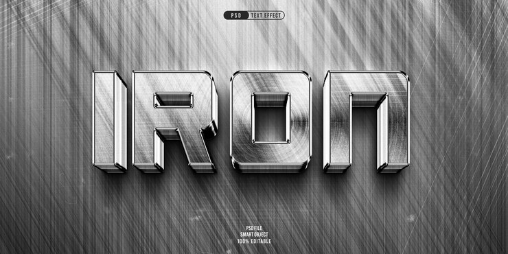 PSD efecto de texto editable 3d de hierro
