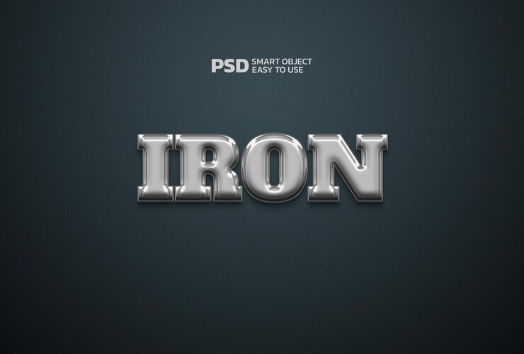 PSD efecto de texto editable 3d de hierro