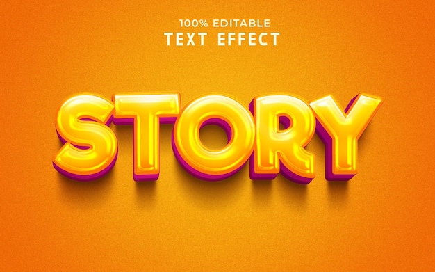 Efecto de texto editable 3d de historia con fondo PSD Premium