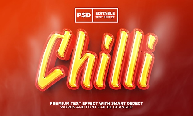 Efecto de texto editable 3d hot chilli