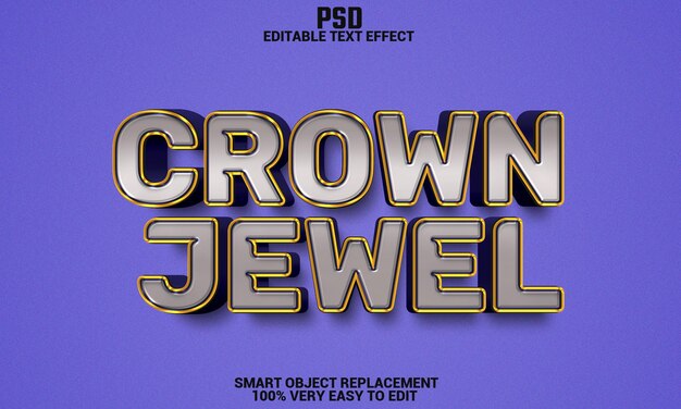 Efecto de texto editable 3d joya de la corona con fondo PSD Premium