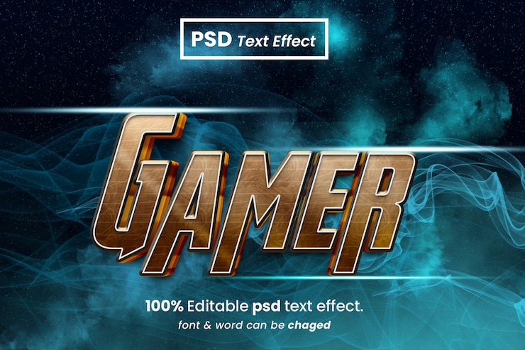 PSD efecto de texto editable 3d de jugador