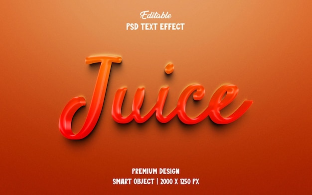 Efecto de texto editable 3d de jugo