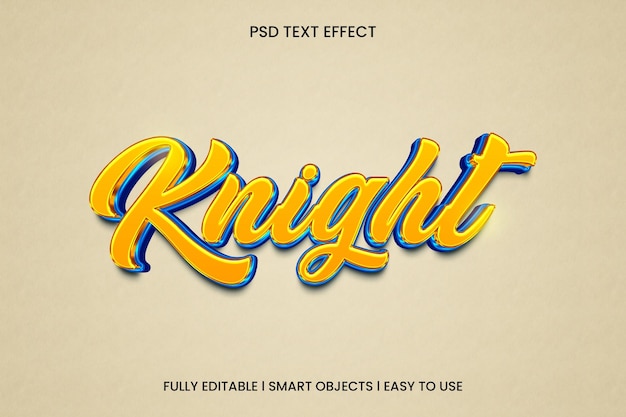 Efecto de texto editable 3d Knight