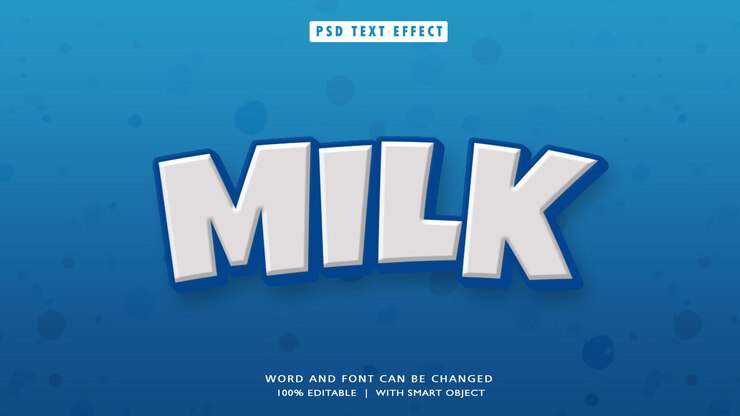 PSD efecto de texto editable 3d de leche