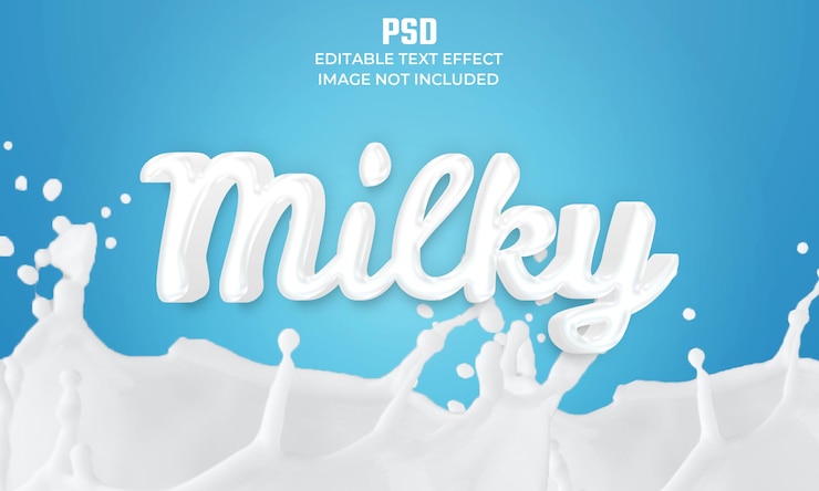 PSD efecto de texto editable 3d lechoso premium psd con fondo
