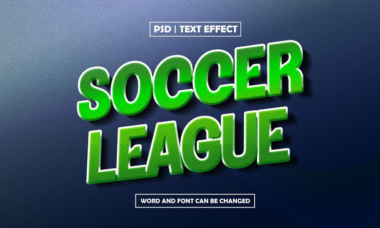 PSD efecto de texto editable en 3d de la liga de fútbol