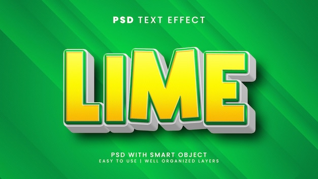 Efecto de texto editable 3d de lima con estilo de texto fresco y cítrico