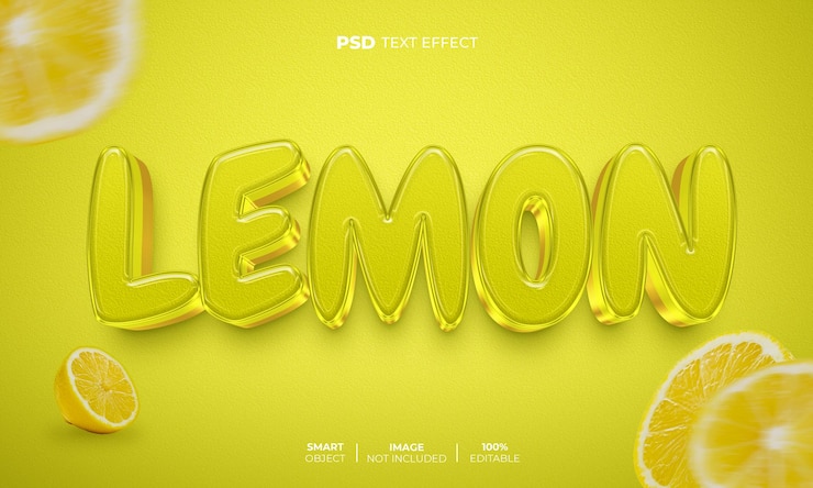 PSD efecto de texto editable 3d de limón