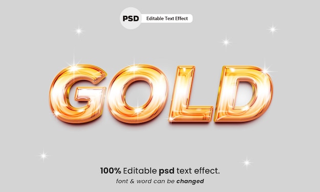 Efecto de texto editable 3d líquido dorado