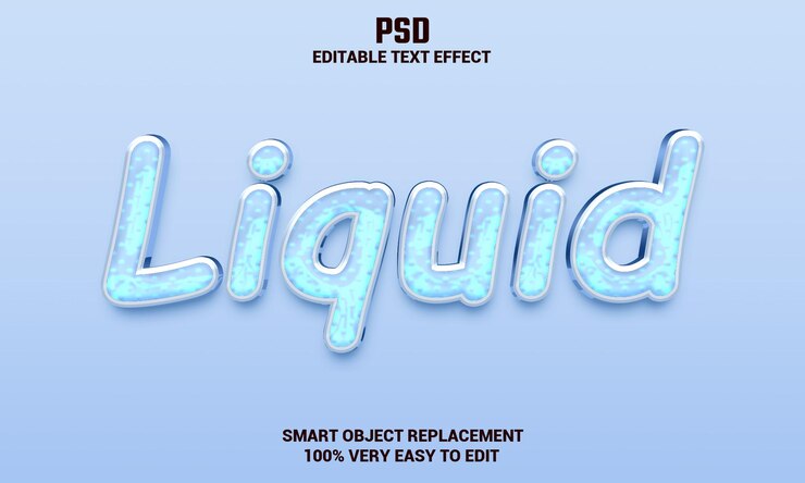 PSD efecto de texto editable 3d líquido con fondo psd premium