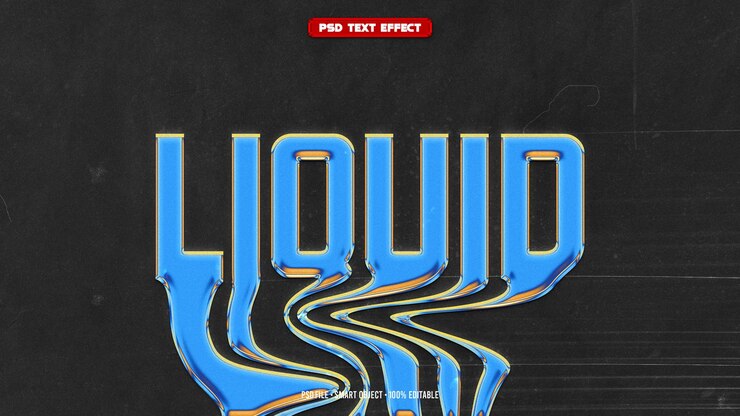 PSD efecto de texto editable en 3d líquido