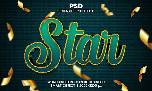 PSD efecto de texto editable 3d de lujo estrella psd premium con fondo