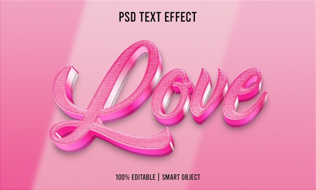 Efecto de texto editable 3d de lujo psd love