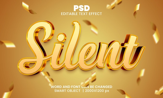 Efecto de texto editable 3d de lujo silencioso psd premium con fondo