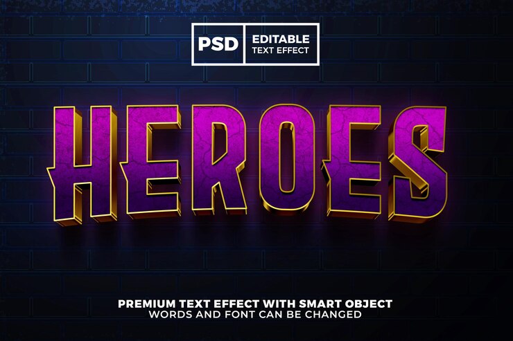 PSD efecto de texto editable 3d de lujo de superhéroes