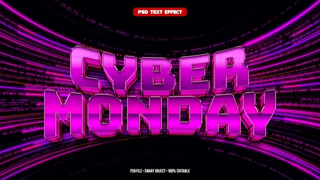 Efecto de texto editable en 3D para el lunes cibernético