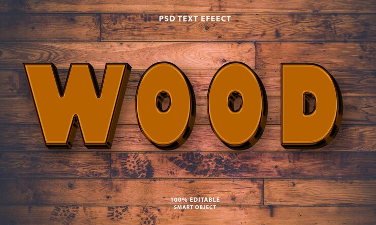 PSD efecto de texto editable 3d de madera psd gratis