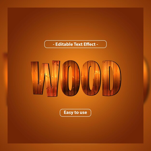 efecto de texto editable 3d de madera