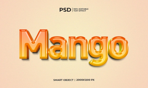 PSD efecto de texto editable 3d de mango