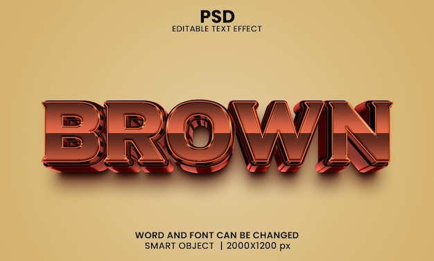 Efecto de texto editable 3d marrón psd premium con fondo