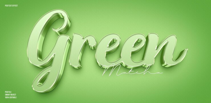 PSD efecto de texto editable 3d de mathca verde