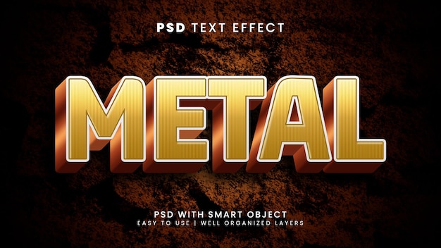 Efecto de texto editable en 3d de metal con estilo de texto rústico y acero