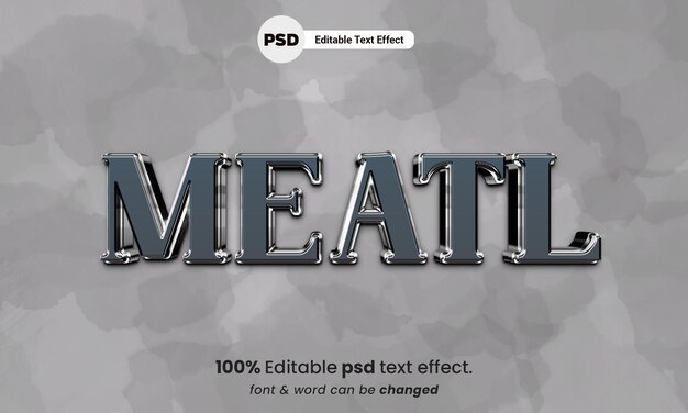 Efecto de texto editable 3d de metal