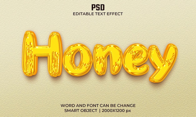 PSD efecto de texto editable 3d de miel psd premium con fondo