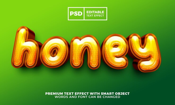 PSD efecto de texto editable 3d de miel salvaje psd premium