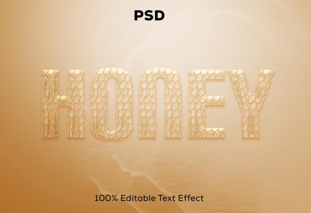 PSD efecto de texto editable en 3d de miel