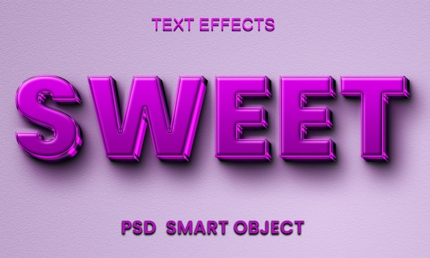 Efecto de texto editable 3D morado