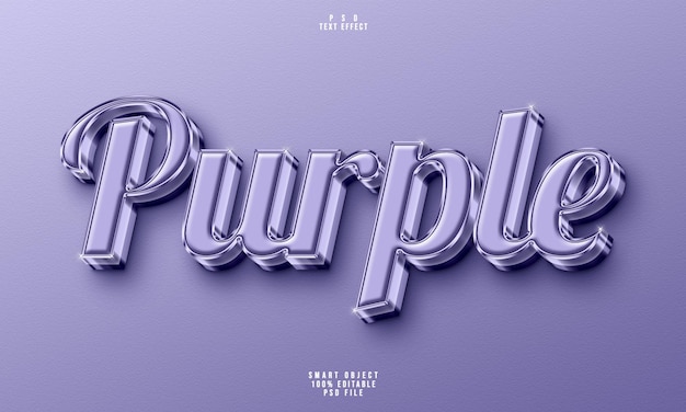 Efecto de texto editable 3D morado