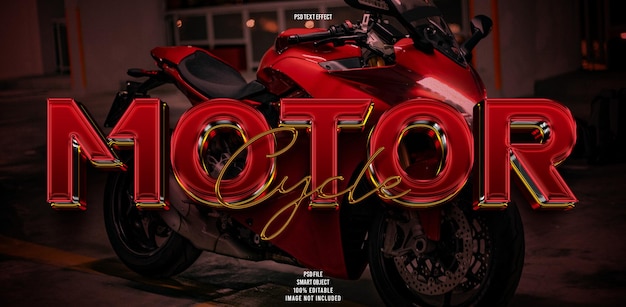 Efecto de texto editable 3D de motocicleta