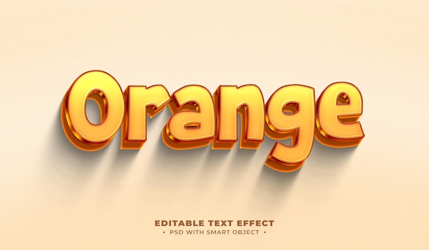 Efecto de texto editable en 3d naranja de psd