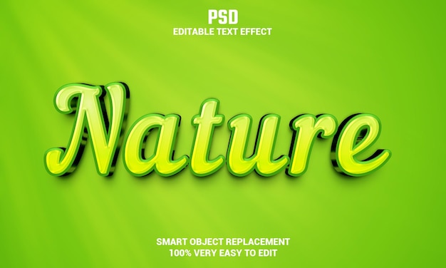 Efecto de texto editable 3d de naturaleza con fondo PSD Premium